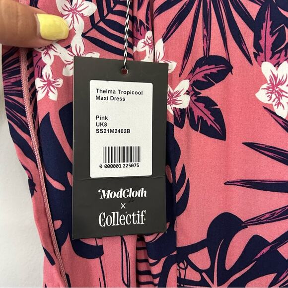 NWT ModCloth Pink Thelma Tropicool Maxi
Dress Floral Tropical Women's Size 4 - Picture 12 of 13
